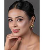 Green Ruby  beaded Kundan inspired earrings