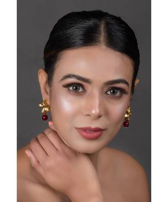 Classic Ruby beaded  Gold Tone Kundan Inspired earrings 2