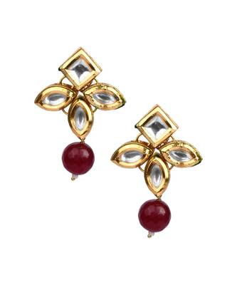 Classic Ruby beaded  Gold Tone Kundan Inspired earrings 4