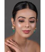 Gold tone Emerald beaded kundan contemporary studs