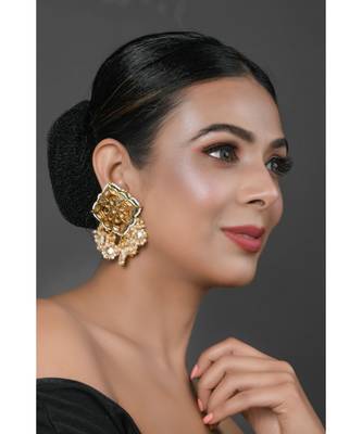 Gold Tone Kundan Inspired Earrings 1