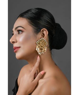 Gold Tone Kundan Inspired Earrings 2