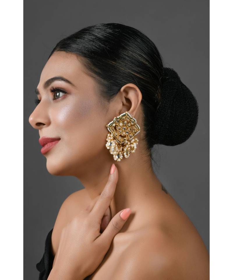 Gold Tone Kundan Inspired Earrings