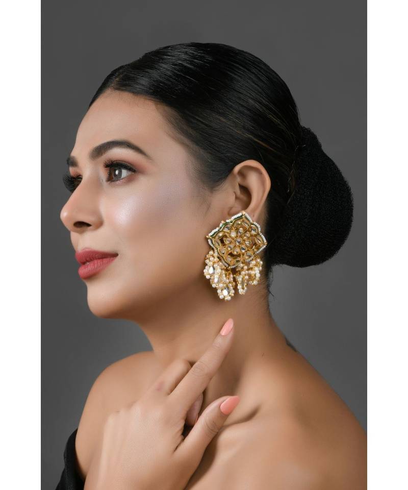 Gold Tone Kundan Inspired Earrings