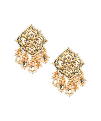 Gold Tone Kundan Inspired Earrings 4