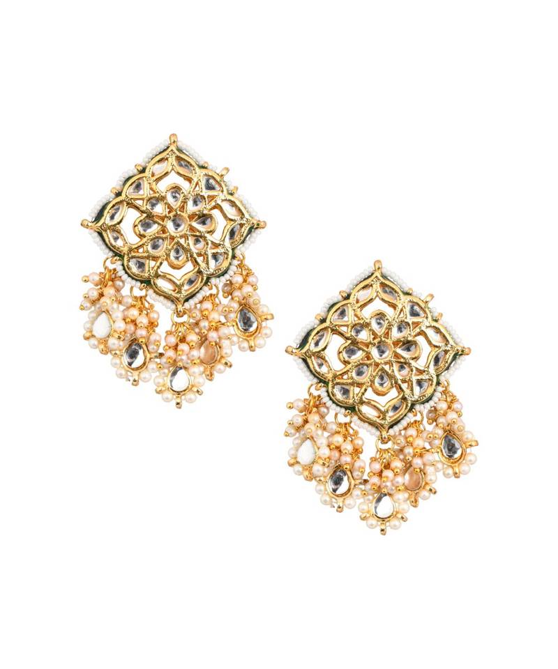 Gold Tone Kundan Inspired Earrings