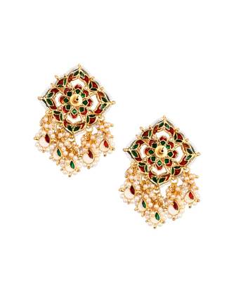 Gold Tone Kundan Inspired Earrings 5