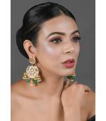 Floral Kundan earrings with hanging jhumki