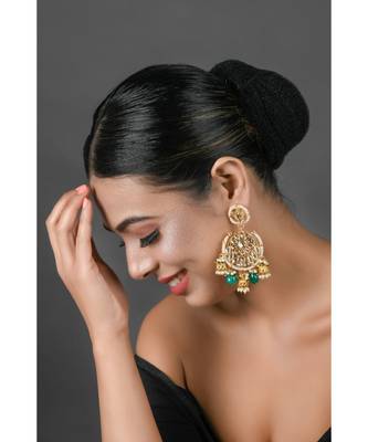 Floral Kundan earrings with hanging jhumki 2