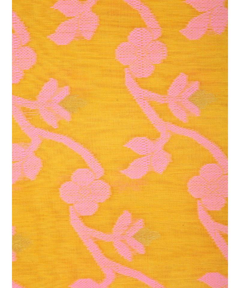Pinkloom Women'S Yellow Hand Woven Jamdani-Sarees Without Blouse