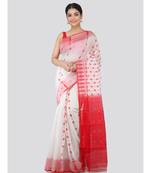 Pinkloom Women'S White Hand Woven Jamdani-Sarees Without Blouse