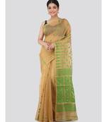 Pinkloom Women'S Beige Hand Woven Jamdani-Sarees Without Blouse