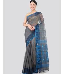 Pinkloom Women'S Grey Hand Woven Jamdani-Sarees Without Blouse