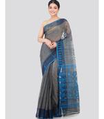 Pinkloom Women'S Grey Hand Woven Jamdani-Sarees Without Blouse