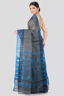 Pinkloom Women'S Grey Hand Woven Jamdani-Sarees Without Blouse
