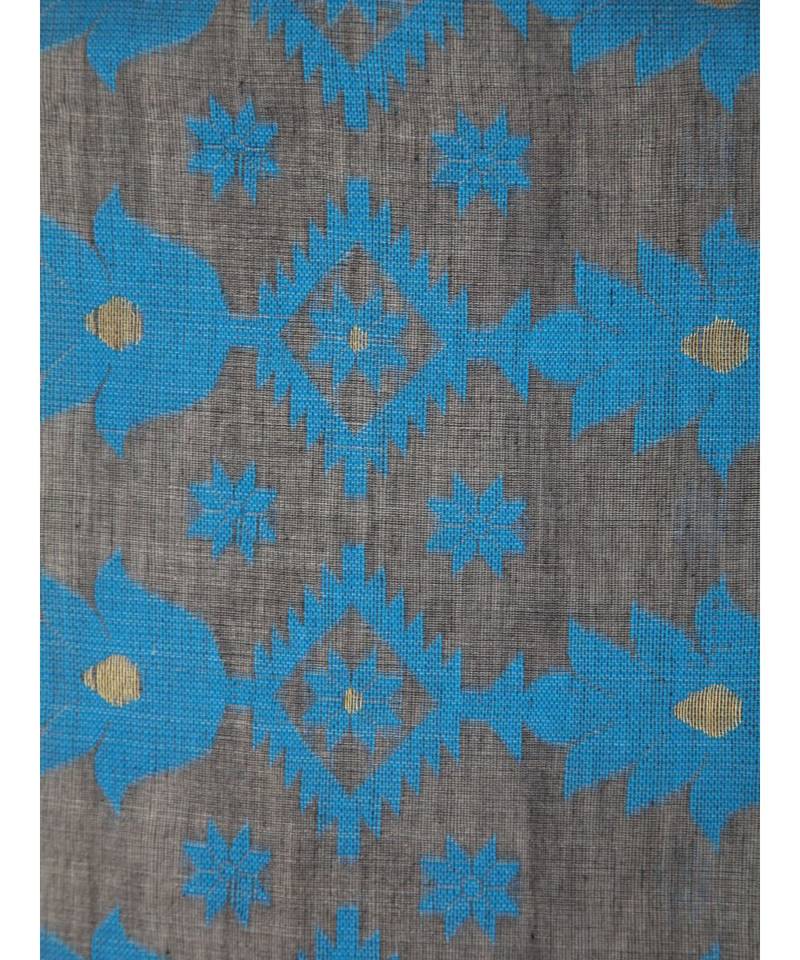 Pinkloom Women'S Grey Hand Woven Jamdani-Sarees Without Blouse