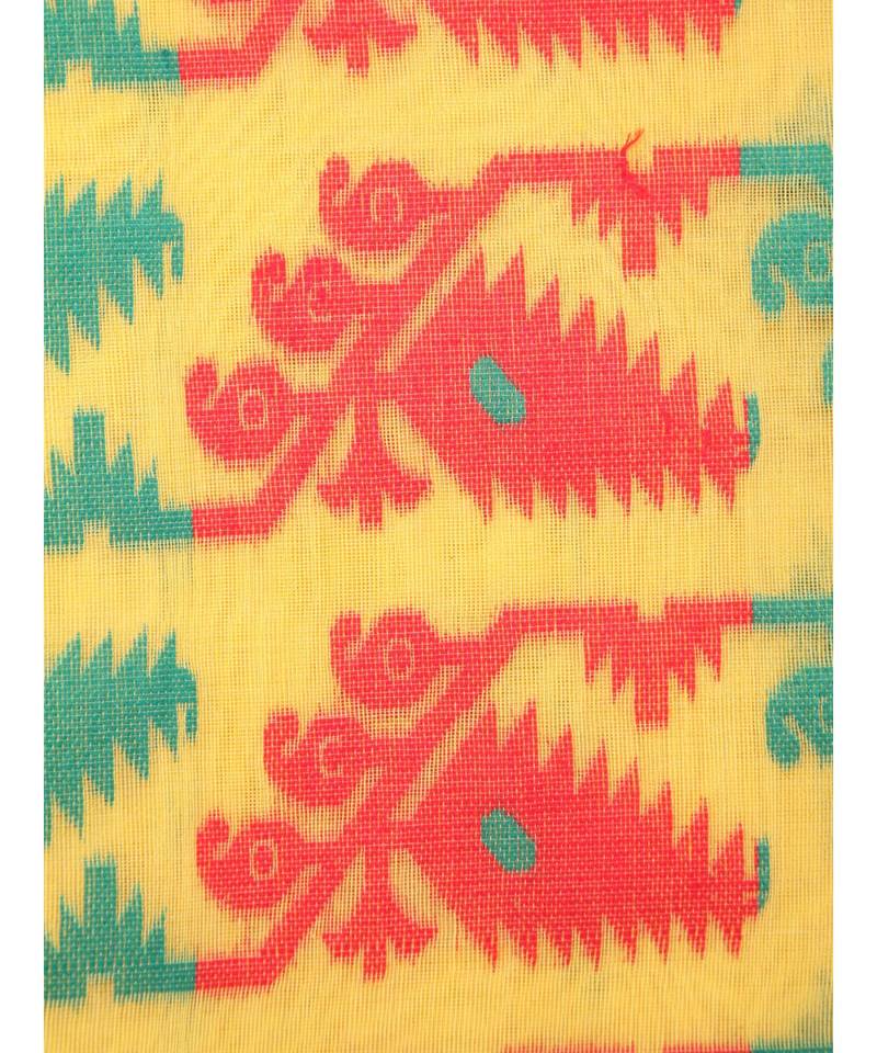 Pinkloom Women'S Yellow Hand Woven Jamdani-Sarees Without Blouse