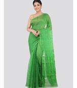 Pinkloom Women'S Green Hand Woven Jamdani-Sarees Without Blouse