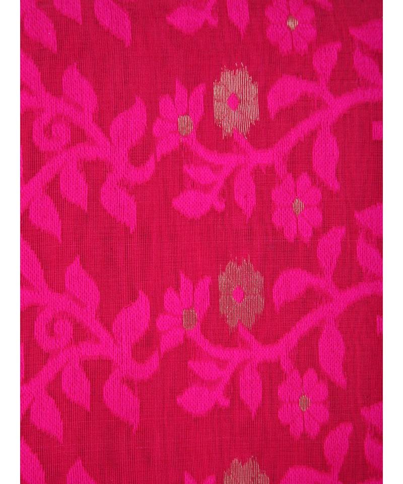 Pinkloom Women'S Pink Hand Woven Jamdani-Sarees Without Blouse