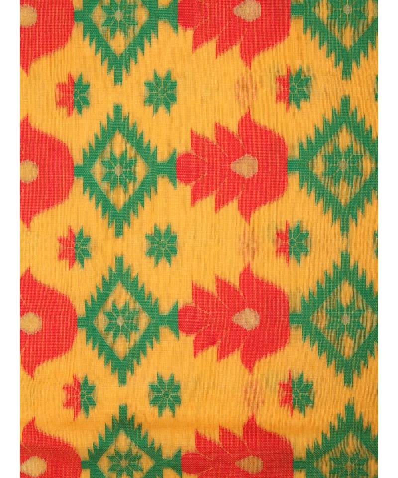 Pinkloom Women'S Yellow Hand Woven Jamdani-Sarees Without Blouse