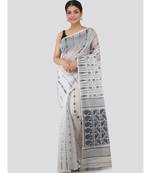 Pinkloom Women'S White Hand Woven Jamdani-Sarees Without Blouse