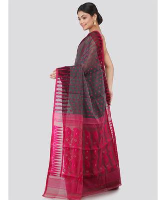 Pinkloom Women'S Grey Hand Woven Jamdani-Sarees Without Blouse 3