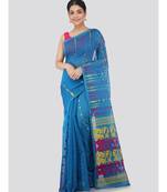 Pinkloom Women'S Blue Hand Woven Jamdani-Sarees Without Blouse