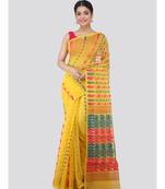 Pinkloom Women'S Yellow Hand Woven Jamdani-Sarees Without Blouse
