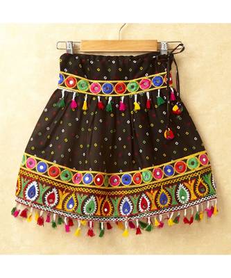 Banjara India Kutchi Emboidered Black Girls Chaniya Choli with Dupatta (CC-POP) - Black 2