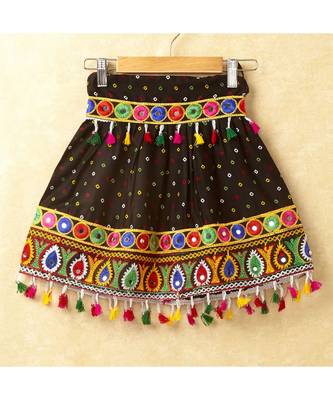 Banjara India Kutchi Emboidered Black Girls Chaniya Choli with Dupatta (CC-POP) - Black 4
