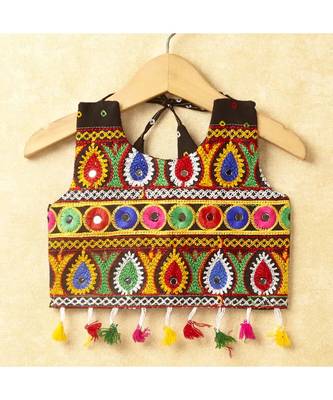 Banjara India Kutchi Emboidered Black Girls Chaniya Choli with Dupatta (CC-POP) - Black 6