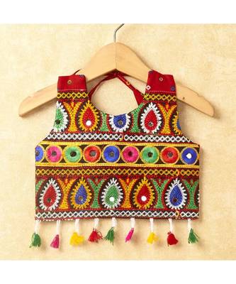Banjara India Kutchi Emboidered White Girls Chaniya Choli with Dupatta (CC-POP) - Red 5