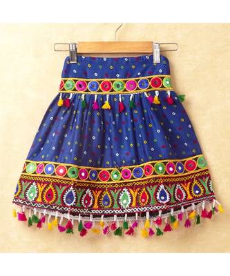 Banjara India Kutchi Emboidered Red Girls Chaniya Choli with Dupatta (CC-POP) - Blue 2