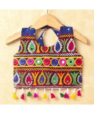 Banjara India Kutchi Emboidered Red Girls Chaniya Choli with Dupatta (CC-POP) - Blue 5