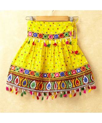 Banjara India Kutchi Emboidered Red Girls Chaniya Choli with Dupatta (CC-POP) - Yellow 3