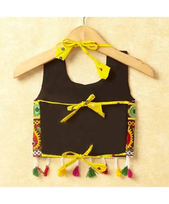 Banjara India Kutchi Emboidered Red Girls Chaniya Choli with Dupatta (CC-POP) - Yellow 4