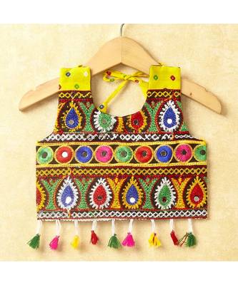 Banjara India Kutchi Emboidered Red Girls Chaniya Choli with Dupatta (CC-POP) - Yellow 5