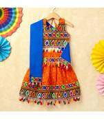 Banjara India Kutchi Emboidered Blue Girls Chaniya Choli with Dupatta (CC-POP) - Orange