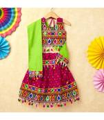 Banjara India Kutchi Emboidered Green Girls Chaniya Choli with Dupatta (CC-POP) - Pink