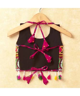 Banjara India Kutchi Emboidered Green Girls Chaniya Choli with Dupatta (CC-POP) - Pink 4