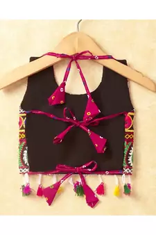 Banjara India Kutchi Emboidered Green Girls Chaniya Choli with Dupatta (CC-POP) - Pink