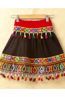 Banjara India Kutchi Emboidered Yellow Girls Chaniya Choli with Dupatta (CC DROP) - BLACK