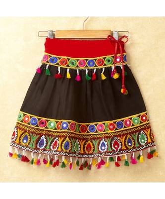 Banjara India Kutchi Emboidered Yellow Girls Chaniya Choli with Dupatta (CC DROP) - BLACK 3