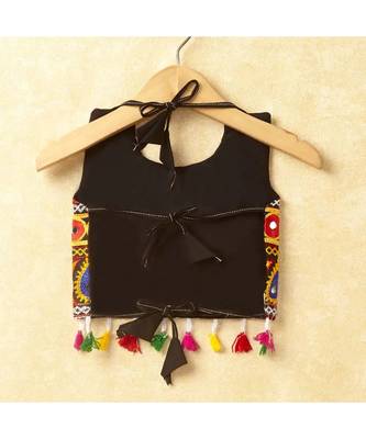 Banjara India Kutchi Emboidered Yellow Girls Chaniya Choli with Dupatta (CC DROP) - BLACK 5