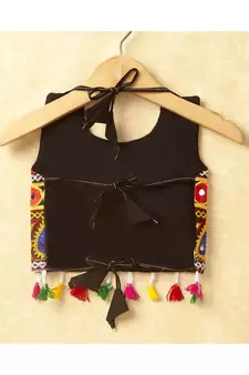 Banjara India Kutchi Emboidered Yellow Girls Chaniya Choli with Dupatta (CC DROP) - BLACK