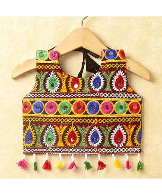 Banjara India Kutchi Emboidered Yellow Girls Chaniya Choli with Dupatta (CC DROP) - BLACK 6