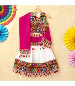 Banjara India Kutchi Emboidered Orange Girls Chaniya Choli with Dupatta (CC-DROP) - WHITE