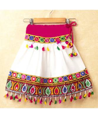 Banjara India Kutchi Emboidered Orange Girls Chaniya Choli with Dupatta (CC-DROP) - WHITE 2