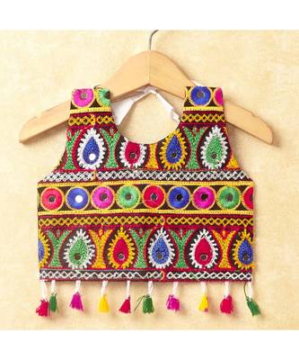 Banjara India Kutchi Emboidered Orange Girls Chaniya Choli with Dupatta (CC-DROP) - WHITE 3