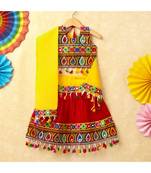 Banjara India Kutchi Emboidered Pink Girls Chaniya Choli with Dupatta (CC-DROP) - RED